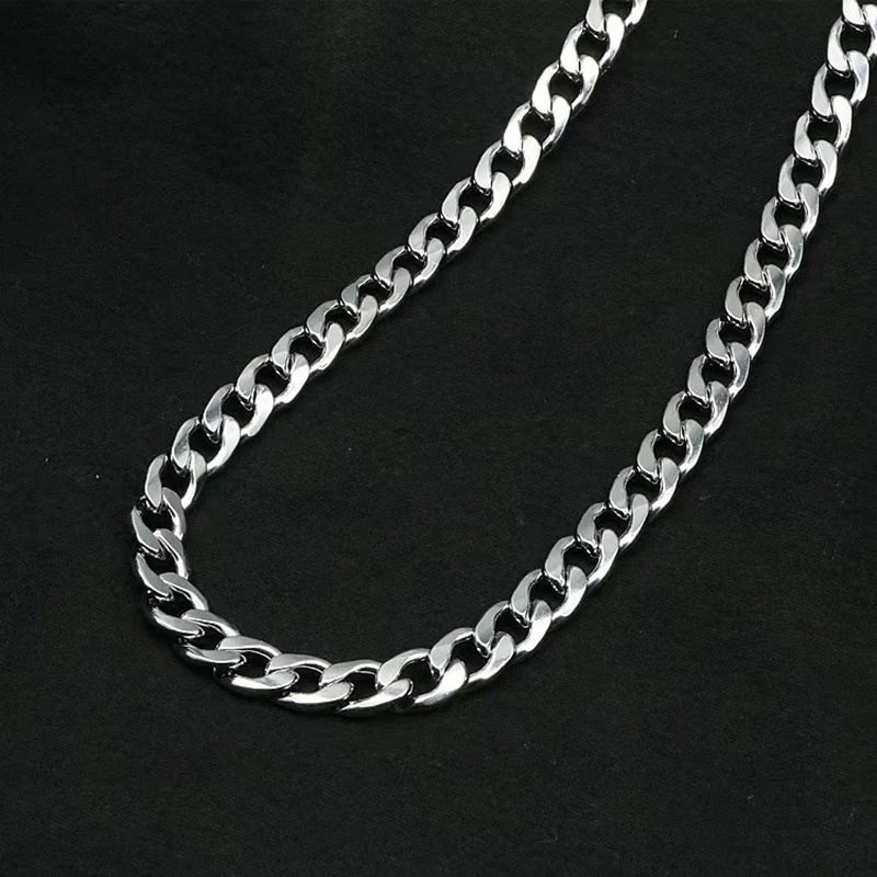 

1Pcs Personalized And Fashionable Four-sided Polished Encrypted Flat Square/Twist Necklace/Cuban Chain Men's Necklace