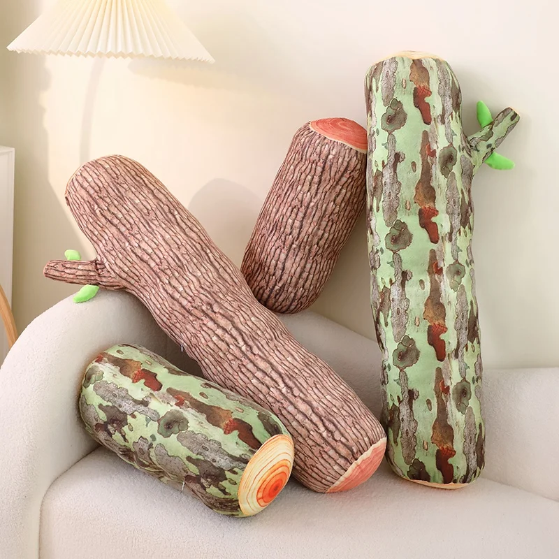 Creative Simulation Tree Stump Wood Pillow Cushion Plush Toy Sleeping Long Pillow For Girl Birthday Gift