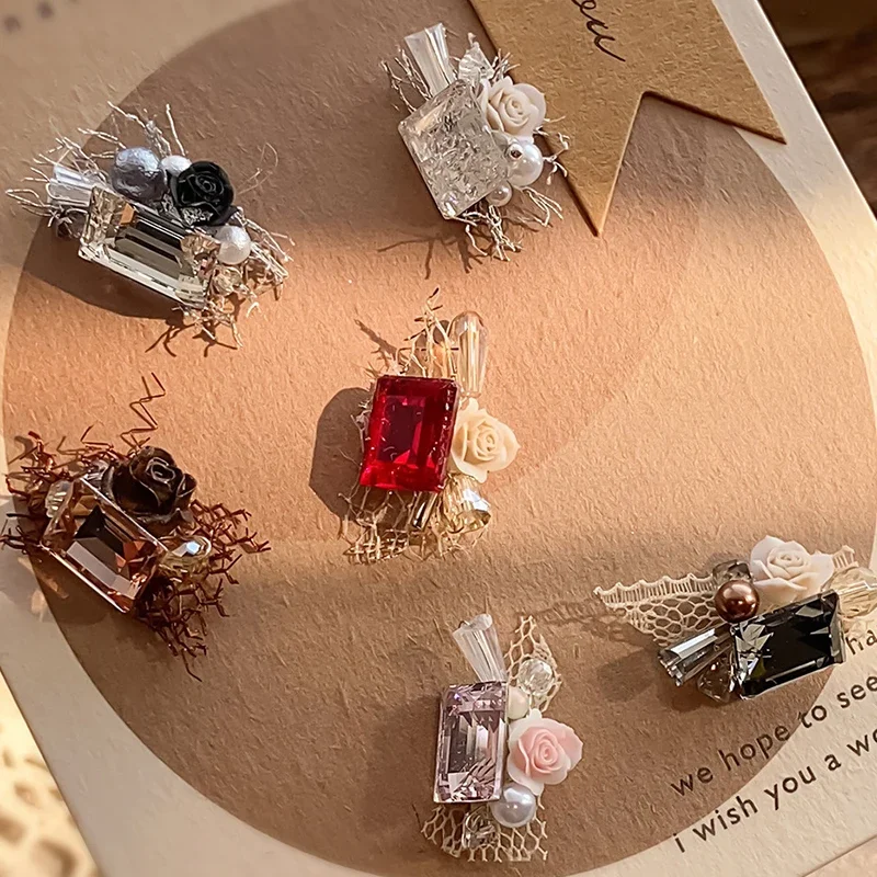 1PCS 오간자 3D 스택 네일 아트 라인스톤 파이어 참스 부품 진주 크리스탈 다이아몬드 액세서리 네일 장식 용품