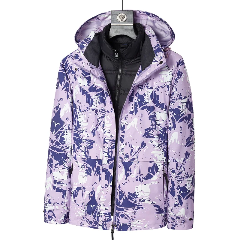 Ski Suit Down Jacket Liner Jacket Men's and Women's Thickened Jacket Three-in-one Detachable Fashion Trend To Keep Warm