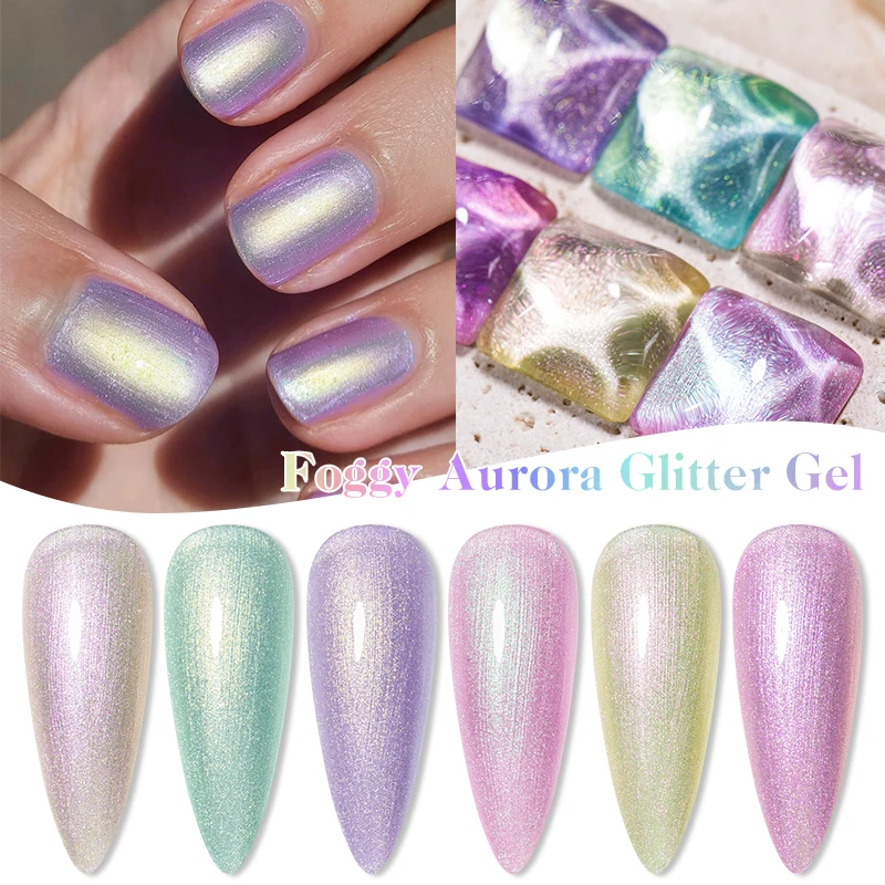 يجتمع عبر 7 مللي أورورا هلام مسمار البولندية ضبابي تأثير الوردي الأخضر الأرجواني مسمار الفن هلام الورنيش الهجين UV جل الورنيش مستلزمات الأظافر #4