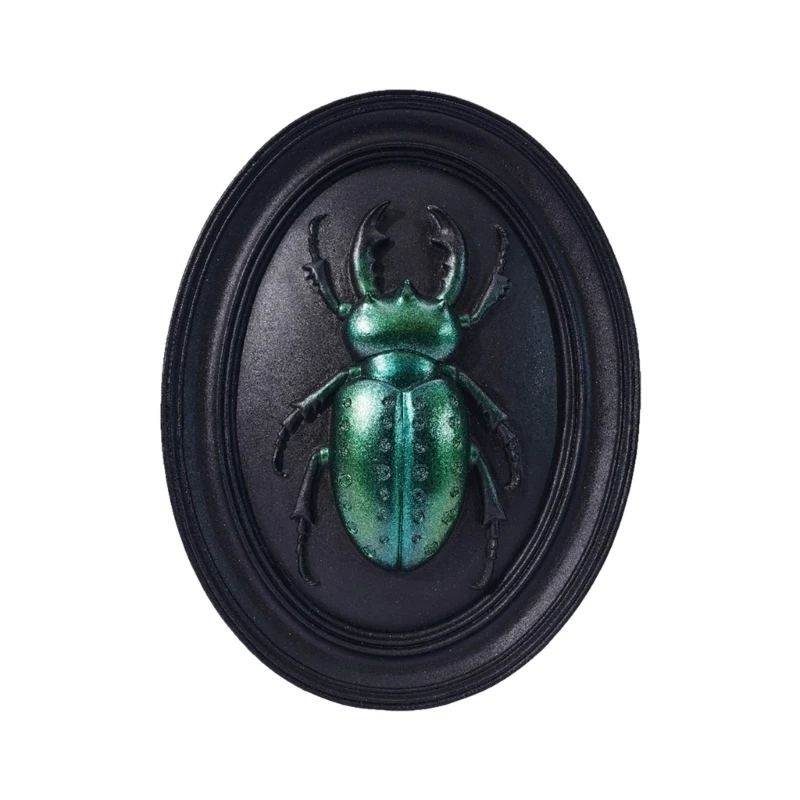 Black Base Wall Plaque with Insect Embossing Design for Living Room Accent JOMD