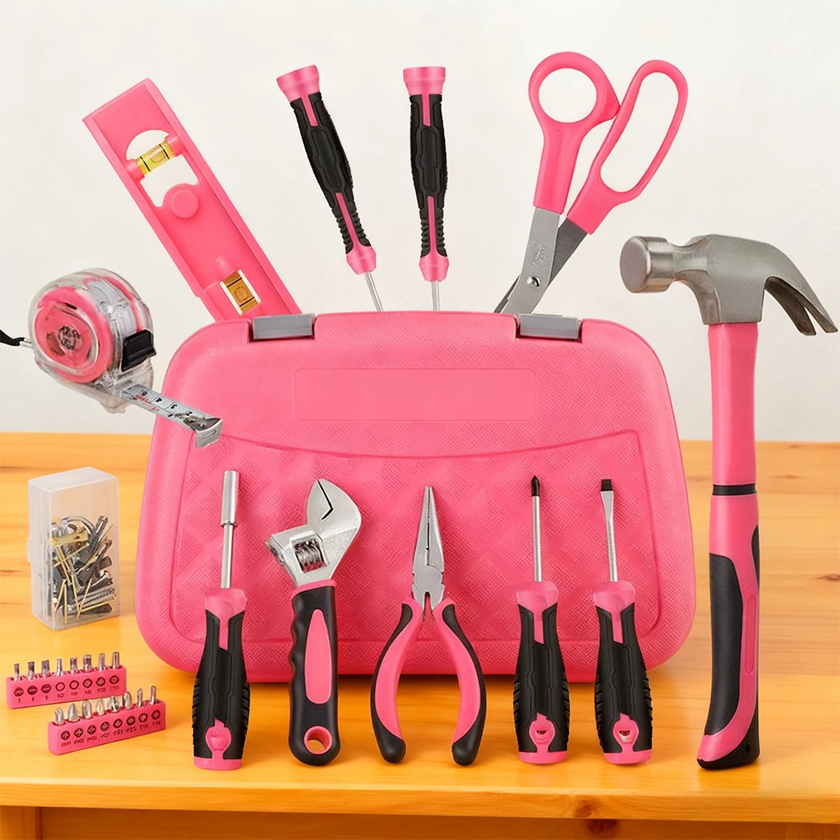 

Hi-Spec 67pc Pink Lady Tool Set Hand Tool Kit Multi-tool Hammers Pliers Saws Screwdrivers Wrenches Tapes Pink Tool Kit For Women