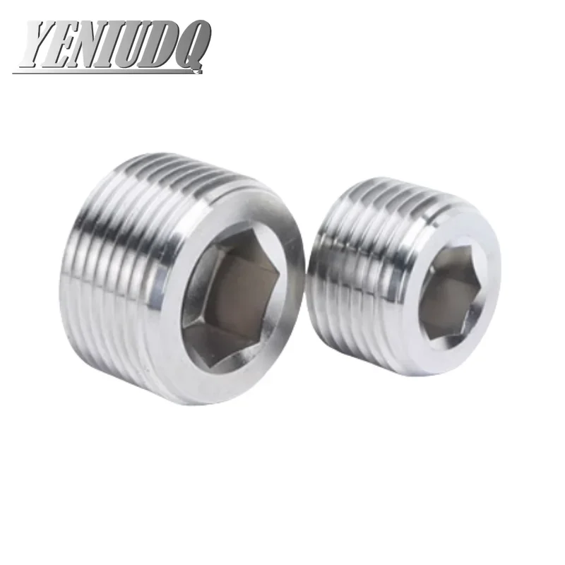 304 Stainless Steel Inner Hexagon Pipe Connector 1/8 1/4 3/8 1/2 3/4 1 2 BSP Male Thread Countersunk End Plug Pneumatic Fitting