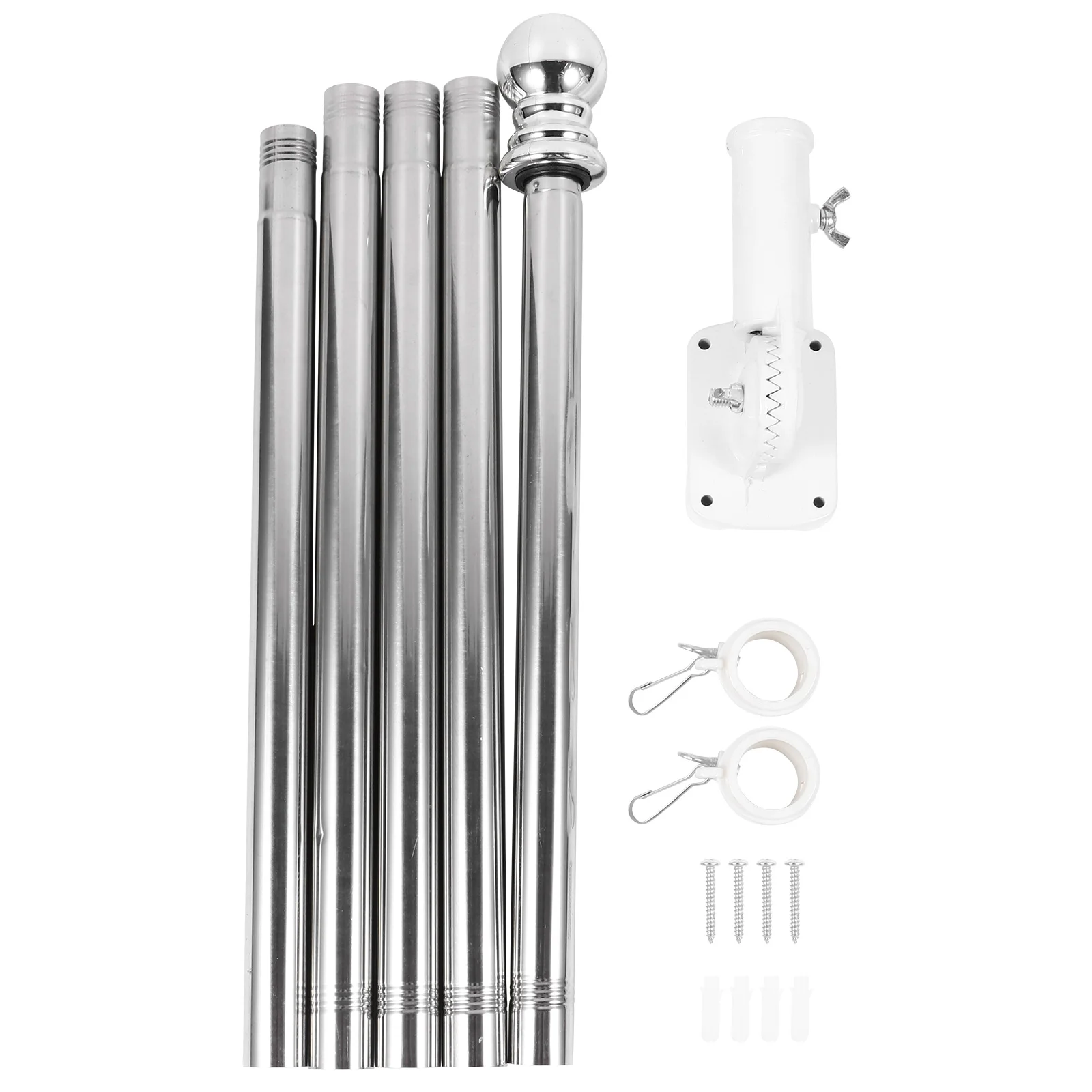 

Stainless Steel Flagpole with Bracket Rotating and Stand Wall Kit Holder Banner Flags