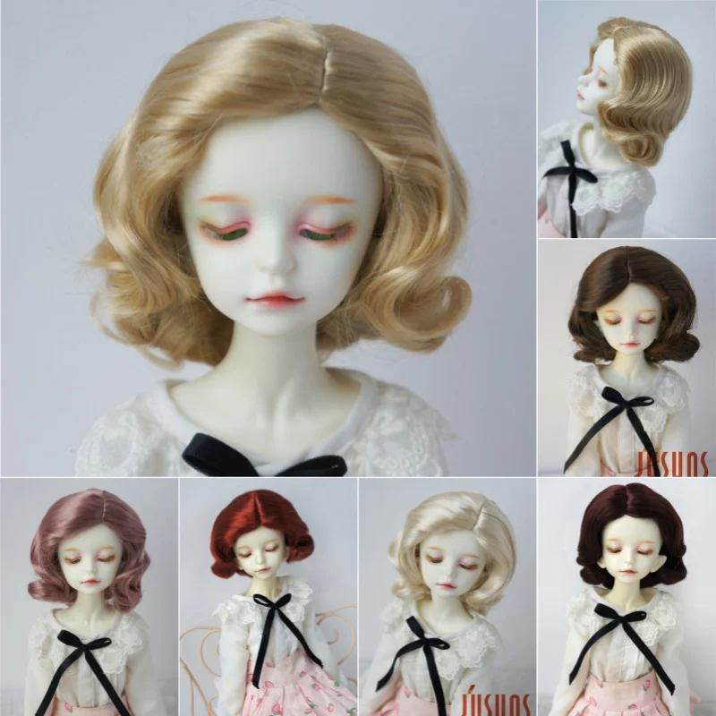 

JD338 4-5 "6" 6-7" 7-8 "8-9" 9-10 "Ретро Монро волна синтетические мохеровые куклы парики 1/8 1/61/4 1/3 MSD SD DOD Blythes BJD волосы