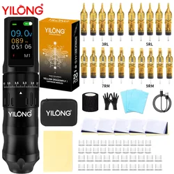 Yilong New Professional Tattoo Machine Pen corsa regolabile 2.7mm-4.5mm Wireless Kit completo batteria Tattoo forniture Complete