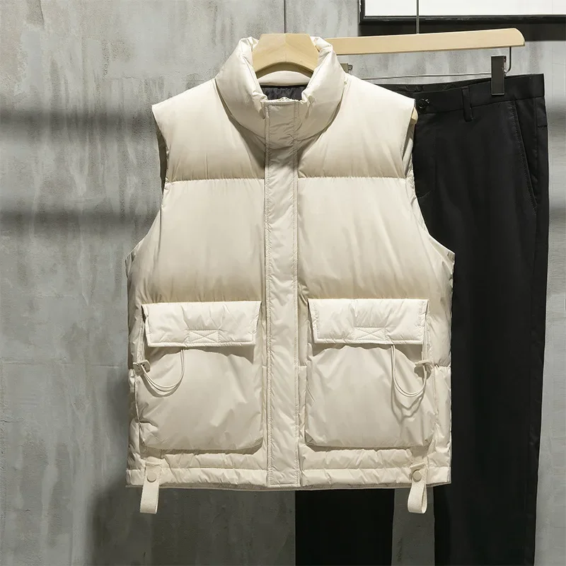 Autumn Winter Man Puffy Quilted Vest Casual Zip Up Cotton Padded Oversize Outerwear Jacket Thick Warm Sleeveless Vest Boys 4xl