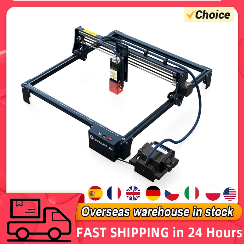 SCULPFUN S30 PRO Laser Engraver with Automatic Air-assist System 10W Engraving Machine with Replaceable Lens 410x400mm  Area