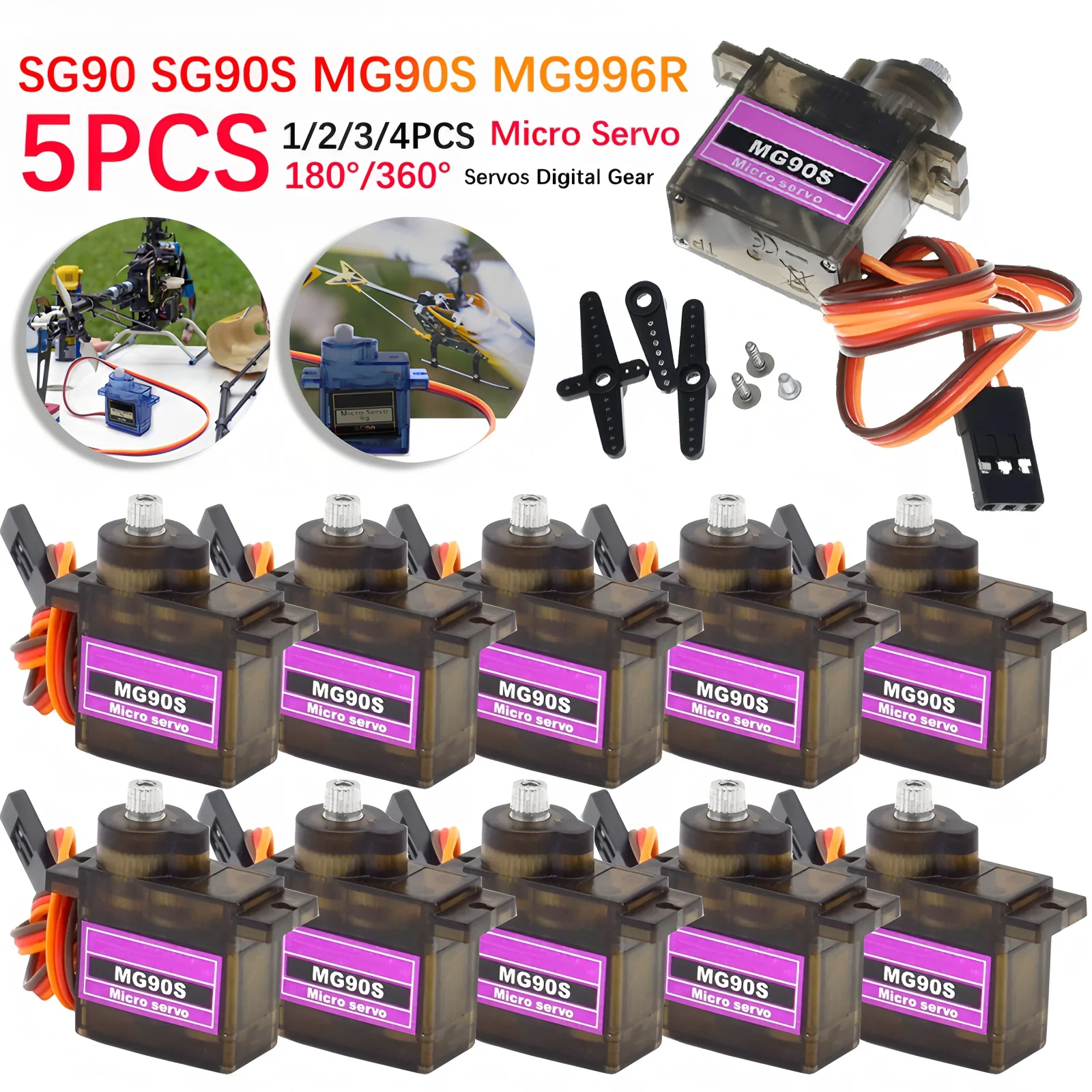 

MG90S Сервопривод 2/4/10/20/50 шт. Цельнометаллическая шестерня 9g SG90 Модернизированная версия для вертолета, лодки, автомобиля, мини-сервоприводов для проекта Arduino