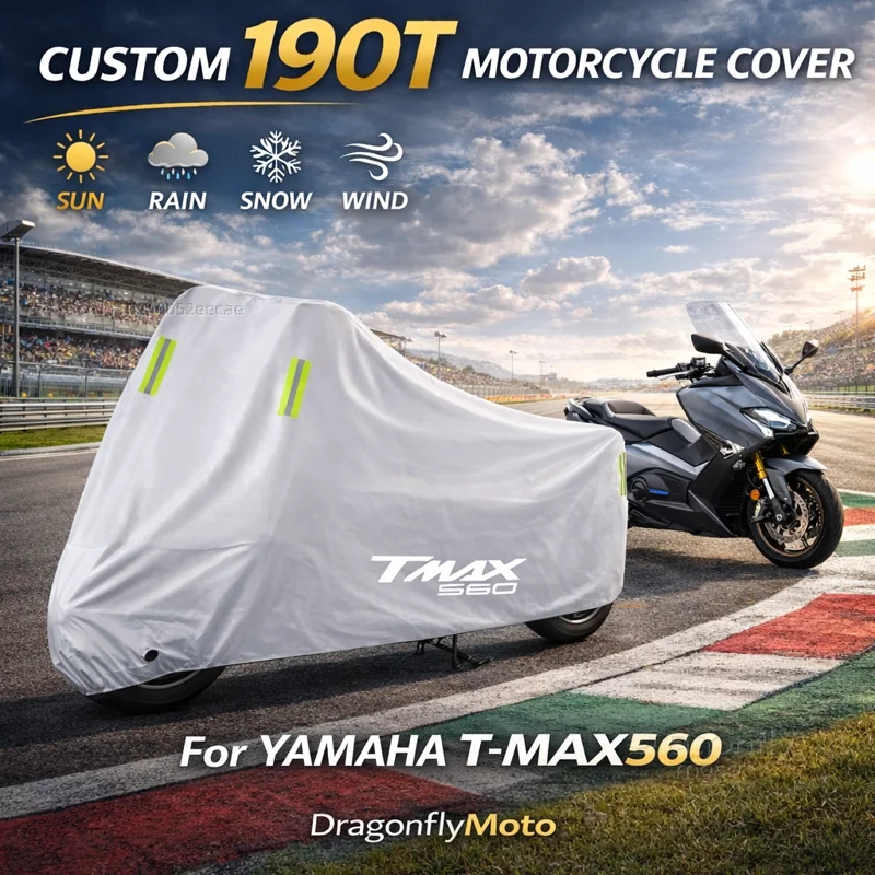 

Чехол для мотоцикла YAMAHA T-MAX TMAX 560 T max T-Max560 TMAX560, серебристый, водонепроницаемый, защита от УФ-излучения, дождя, пыли, солнца, для улицы и дома