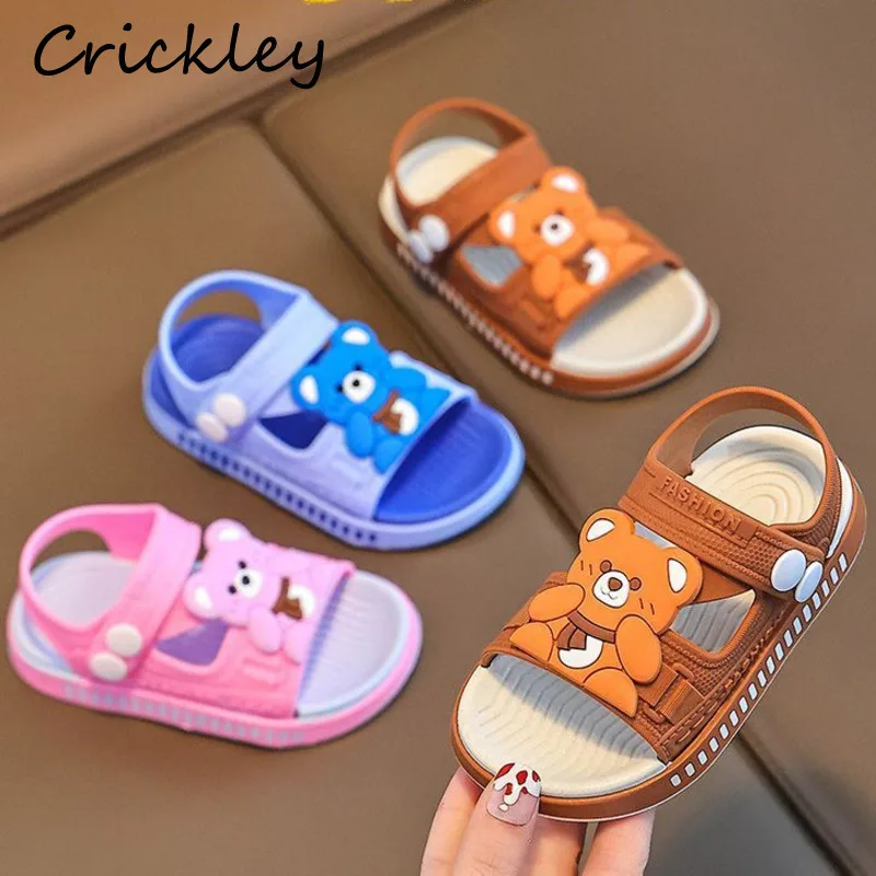 

Cartoon Bear Children Sandals Summer PVC Waterproof Toddler Boys Girls Beach Shoes Anti Slip Soft Bottom Kids Sandals