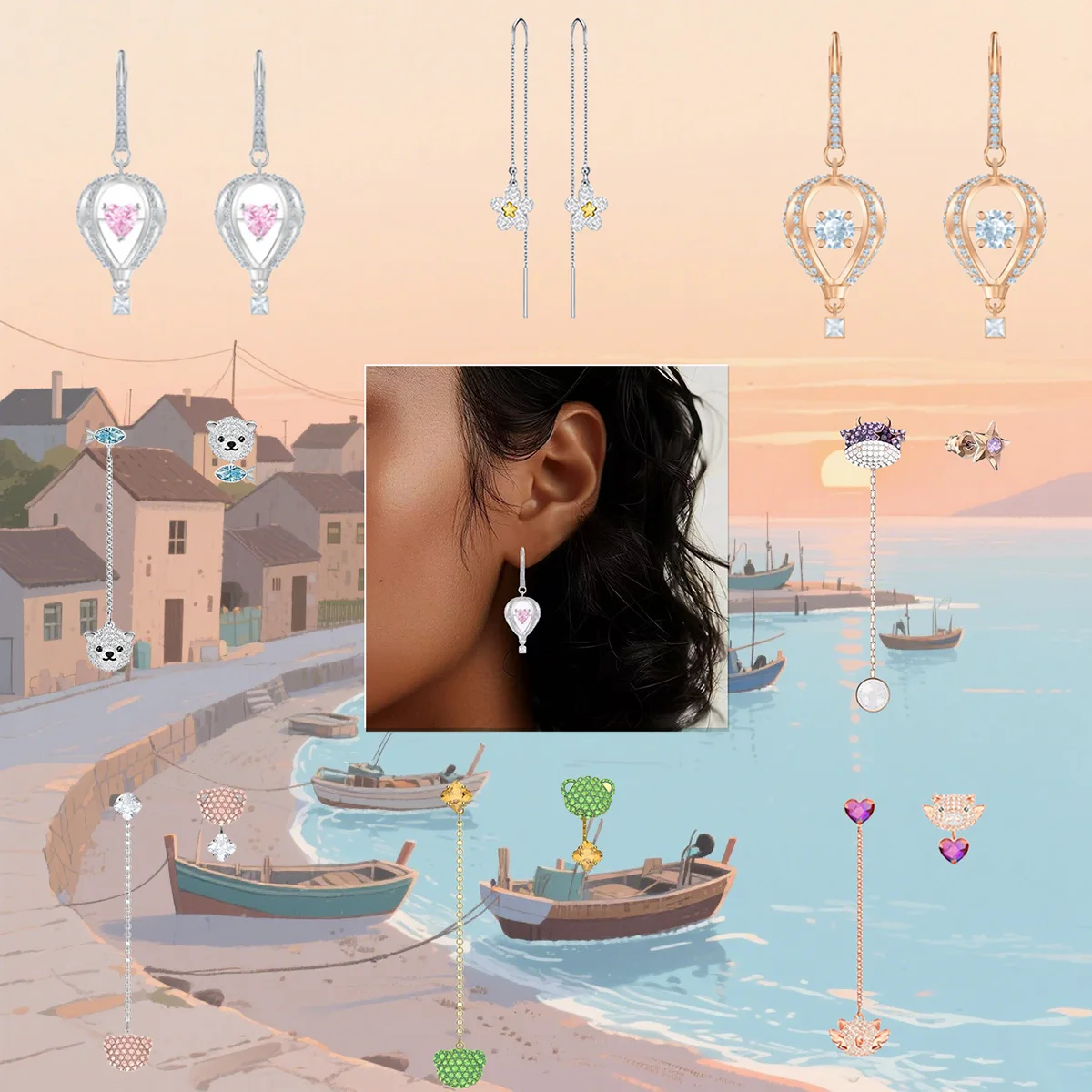 

Лето 2023, роскошные серьги-гвоздики SW, роскошный дизайн, динамические, романтические, красивые модные украшения, подходящие для подарков друзей