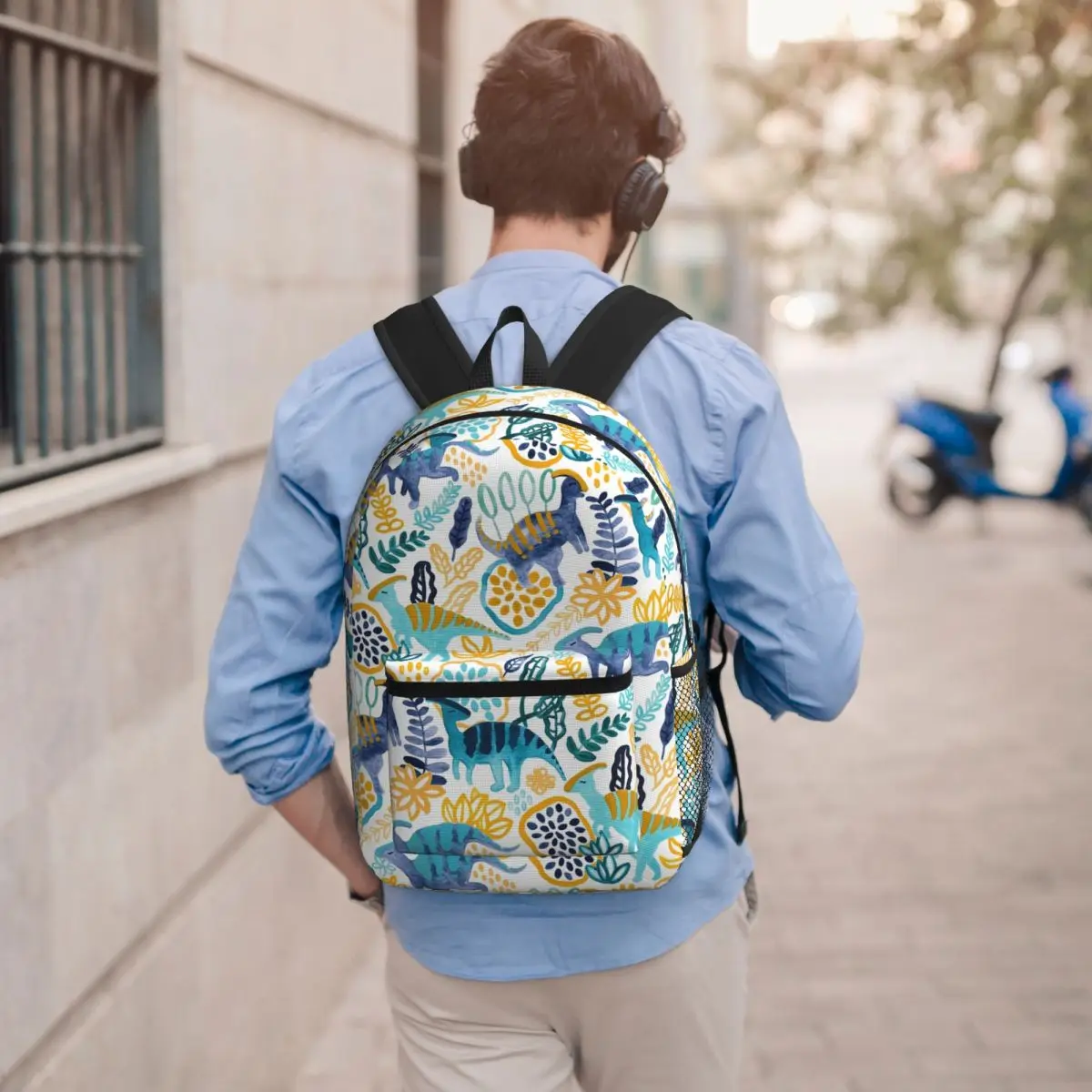 

Gouache Parasaurolophuses Backpack Boys Girls BookBag Children School Bag Laptop Shoulder Bags for Men Women