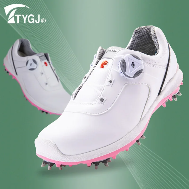 TTYGJ Microfiber Waterproof Golf Shoes Women Anti-skid Spike Golf Sneakers Ladies Lightweight Sports Shoes Training Footwear