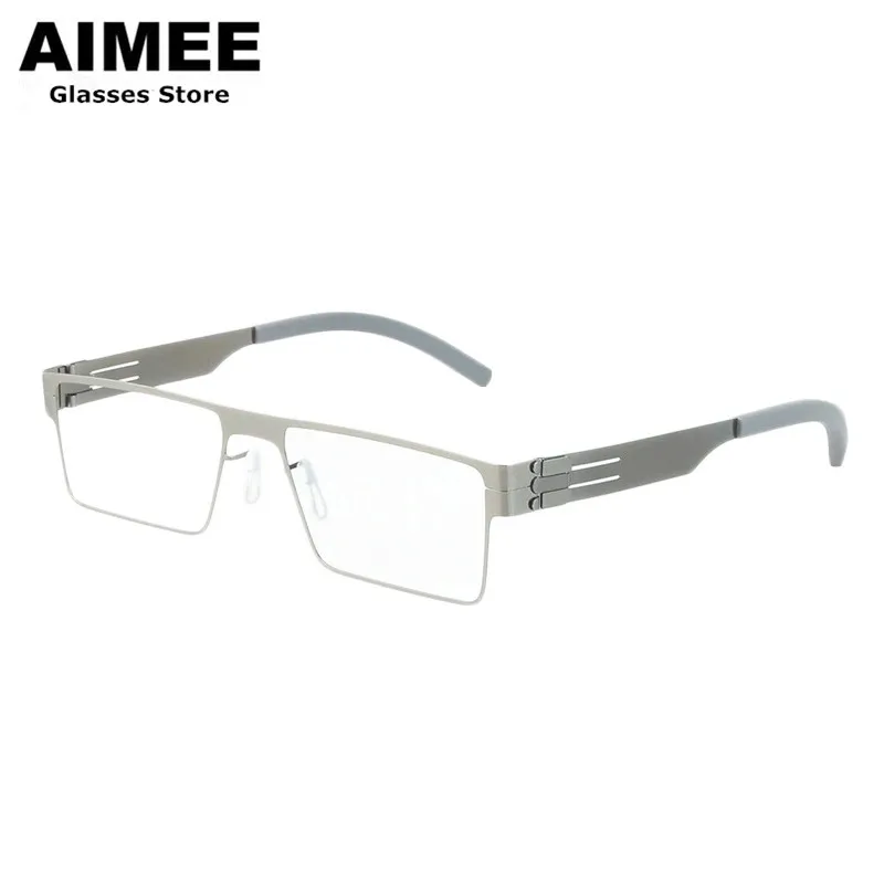 Men‘s Business Stainless Steel Glasses Frame Germany Brand Design Prescription Eyeglasses Women Ultralight Optical Spectacles