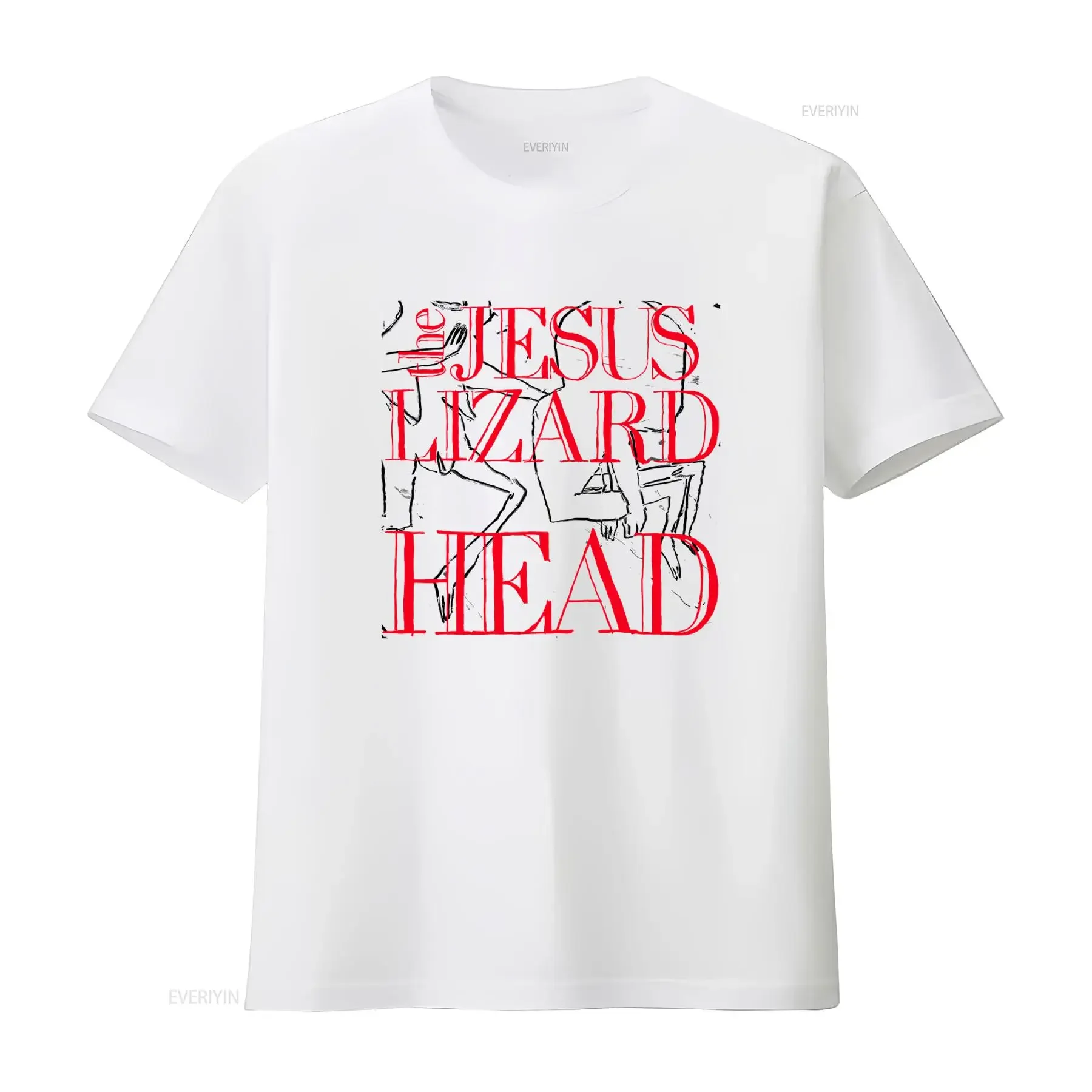 The Jesus Lizard Head Print T Shirt Post Hardcore Rock Band Style  vintage Washed Casual Unisex Top For Everyday Wear Versatile
