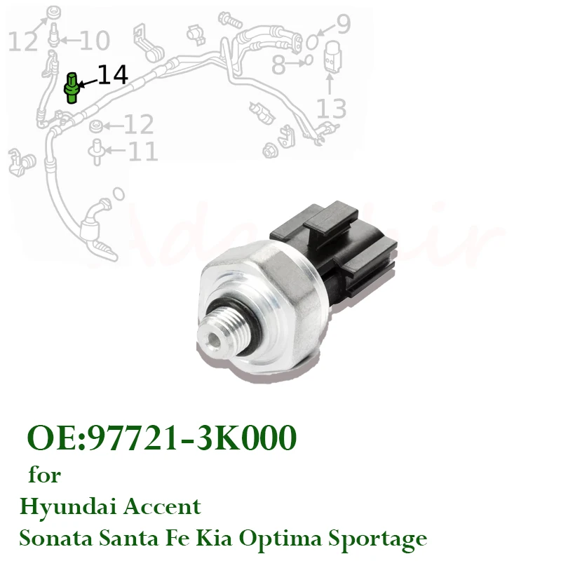 A/C Pressure Switch 97721‑3K000 97721‑1G000 for Hyundai Accent Sonata Santa Fe Kia Optima Sportage