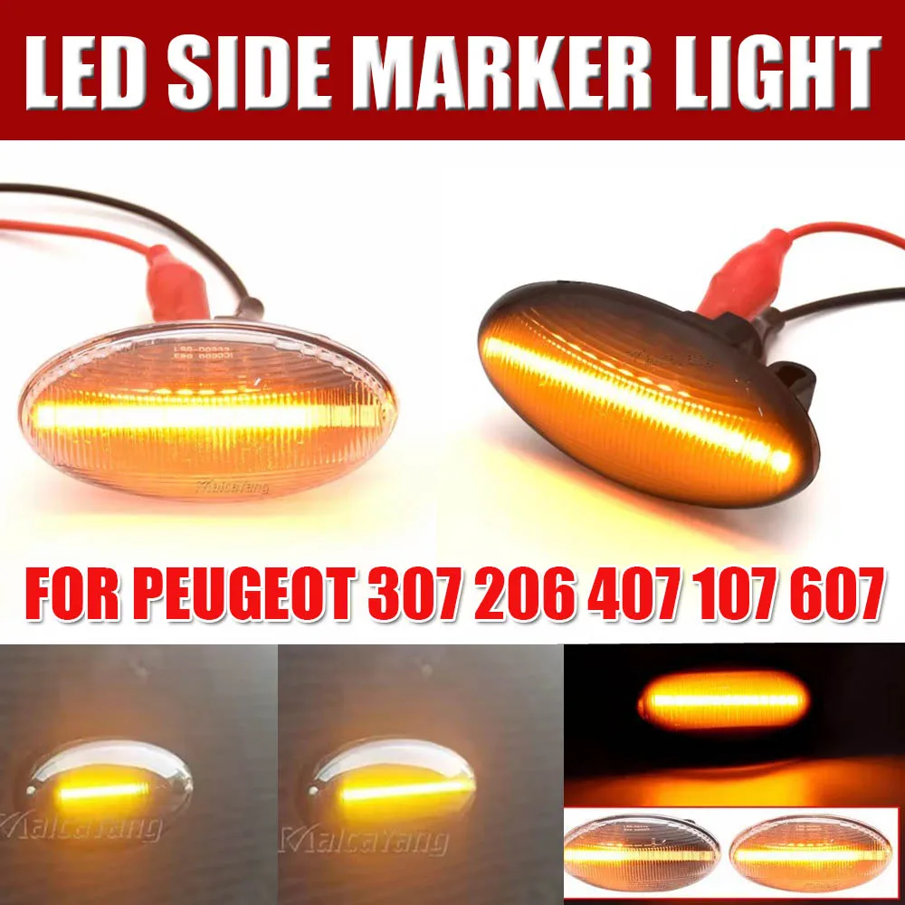 

2PCS Car Dynamic Led Turn Signal Side Marker Lights Sequential Blinker Lamp For Peugeot Partner 407 307 Citroen C5 C6 C-Crosse