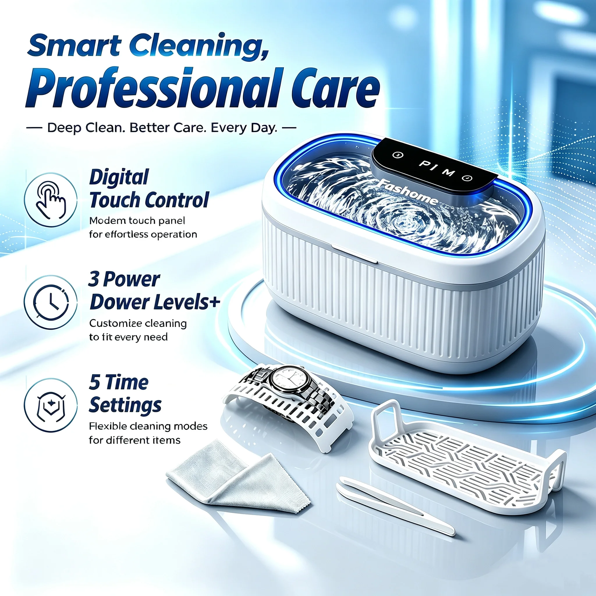Ultrasonic Cleaner Machine Glasses Denture - 45kHz Ultrasonic Cleaner, 550ml Portable Ultrasonic