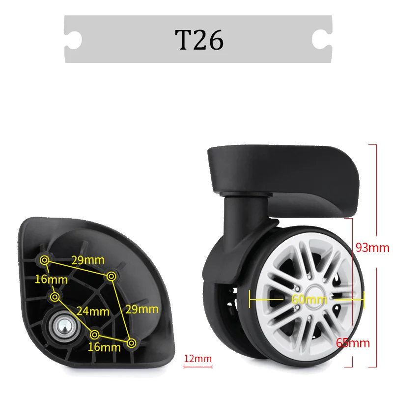 For SJTOBOL T26 Universal Wheel Replacement Suitcase Rotating Silent Smooth Convenient Shock Absorbing Accessories Wheels