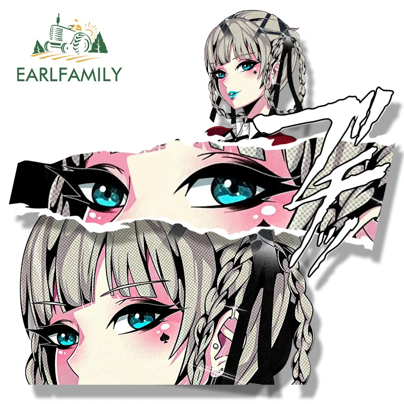 EARLFAMILY Momobami Kirari Peek Car Sticker Anime Kakegurui Fanart Waifu Decal JDM Chibi Big Head Girl Graffiti Slap Stickers