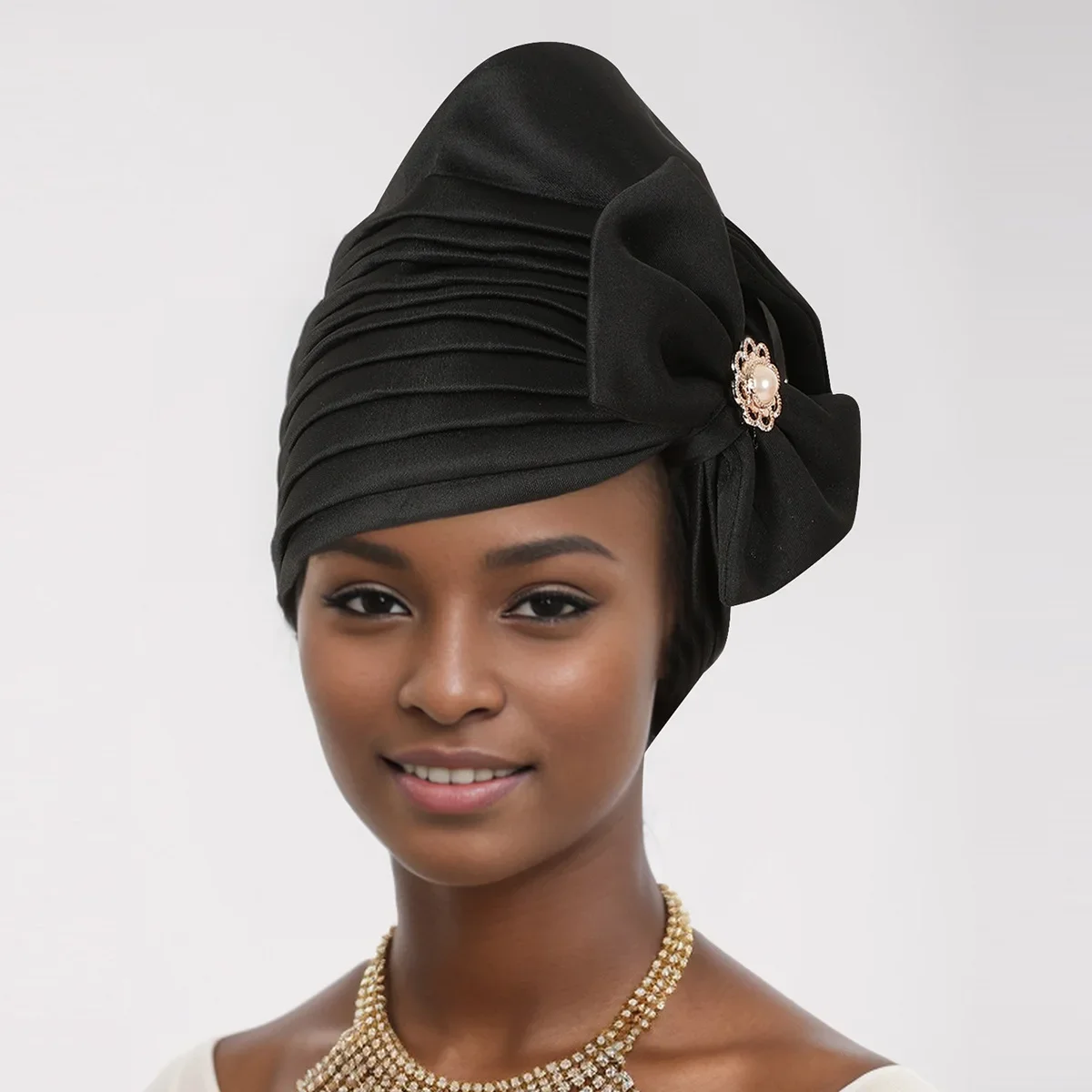 

New Bow Turban Cap for Women Head Wraps African Headties Already Made Auto Gele Muslim Hijab Hat Wedding Party Headgear Nigerian
