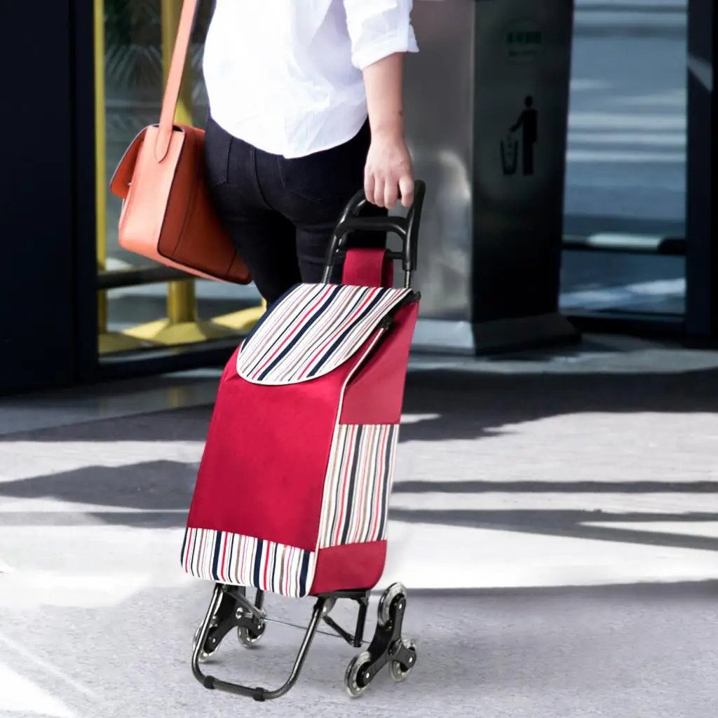 Utility Cart Foldable Reusable Shopping Bag Durable Oxford Cloth Collapsible for Shopping Trolley Replacement and Storage