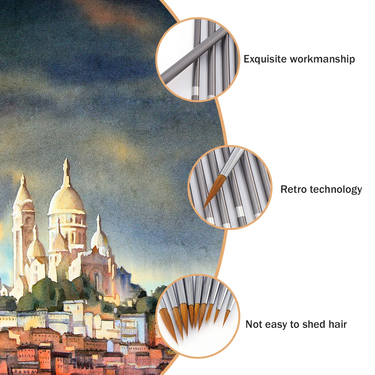 

9Pcs Detail Paint Brush Set Wolf Hair Fine Brushes for Acrylic Watercolor Gouache Oil Painting Miniature Painting Beginners