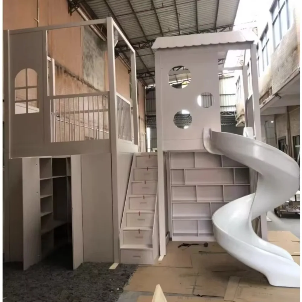 Eibele personalizado princesa crianças camas menina beliche crianças conjunto de cama móveis para meninas rosa quarto móveis com escada armário