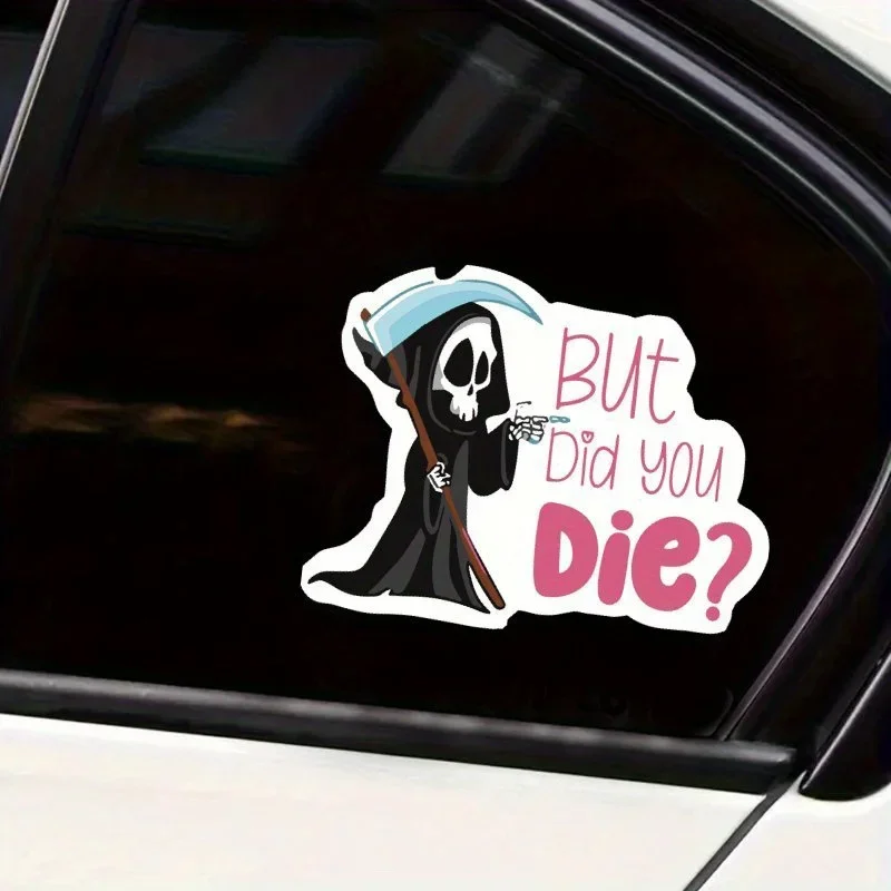 1PC Unique Witty Grim Reaper Decal - Waterproof Durable Dark-Humorous Flair - Personalization for Cars Laptops Phones