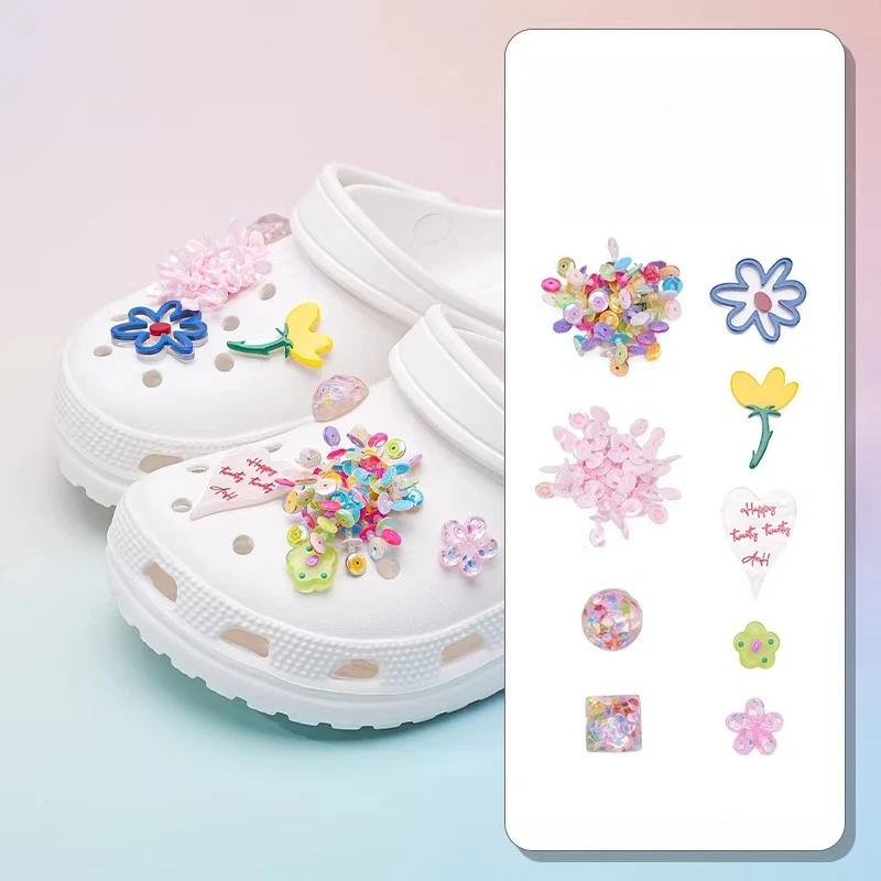 Premium Handmade Beaded Hole Shoe Charms Dopamine Flower Clogs Sandals DIY Decorative Accessories High-End Beads Shoe Buckles
