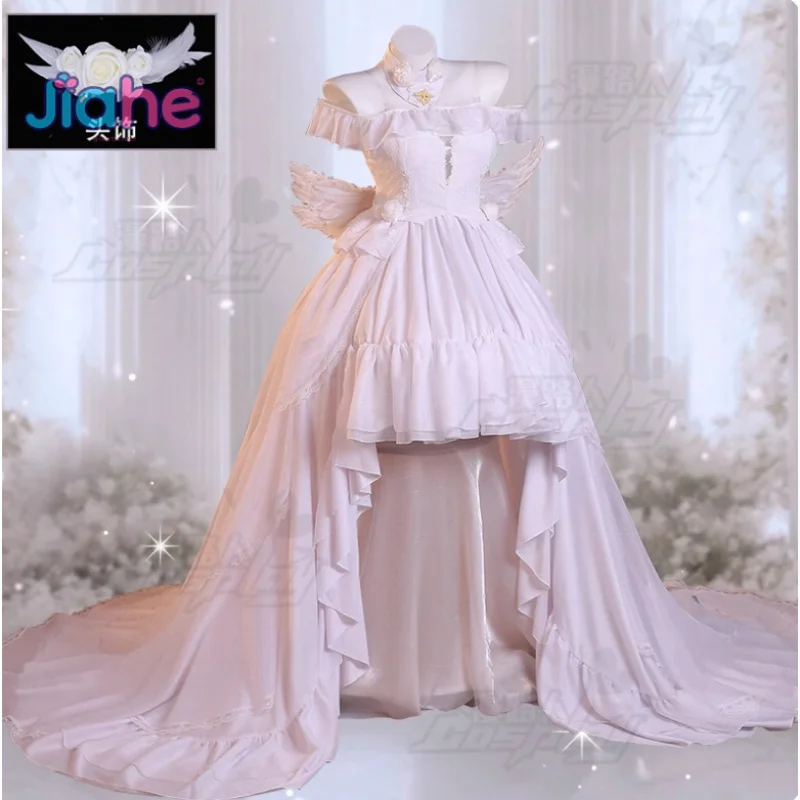 

Janus Cosplay Costume HMS Janus Azur Lane Women wedding long dress necklaces wing set Halloween party gorgeous uniform XS-XXXL
