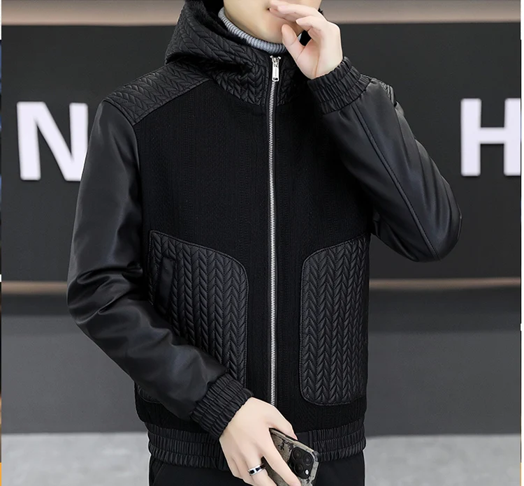 Casual 2025, Winter männer Verdicken Mit Kapuze Fleece Jacken Streetwear Winddicht Warme Plüsch Mäntel Jugend Slim Fit Tops Gepolsterte Parkas – Detail 16