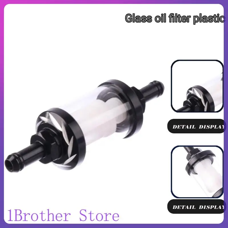 Motorcycle Oil Filter, Black Glass Shell with Plastic Filter Element, Universal Fit for Oil Flow Observation Filter