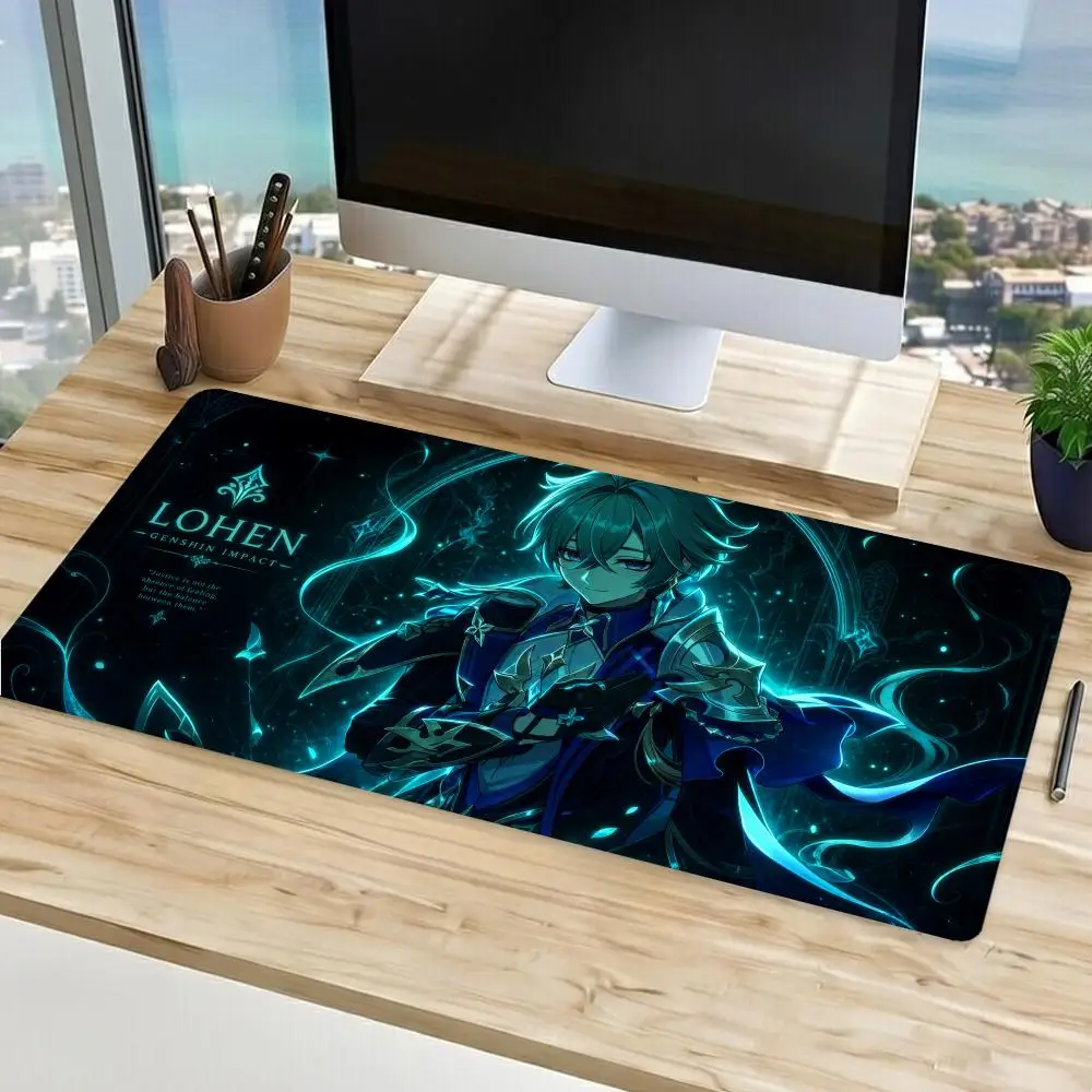 Lohen Genshin Impact Mouse Pad Non Slip Extra Large Smooth Precise Tracking Durable Stitched Stable Grip Gaming Pad