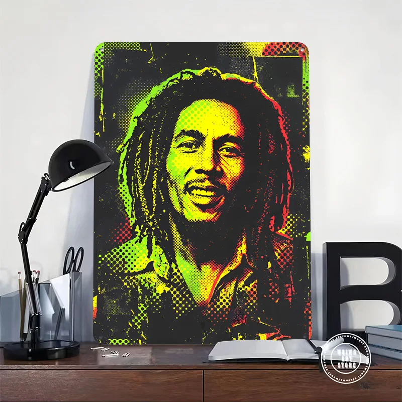 Bob Marley Pop Art Portrait Poster Retro 3D Printed Metal Signs Customized Wall Hanging Gift for Living Room Decoration Items