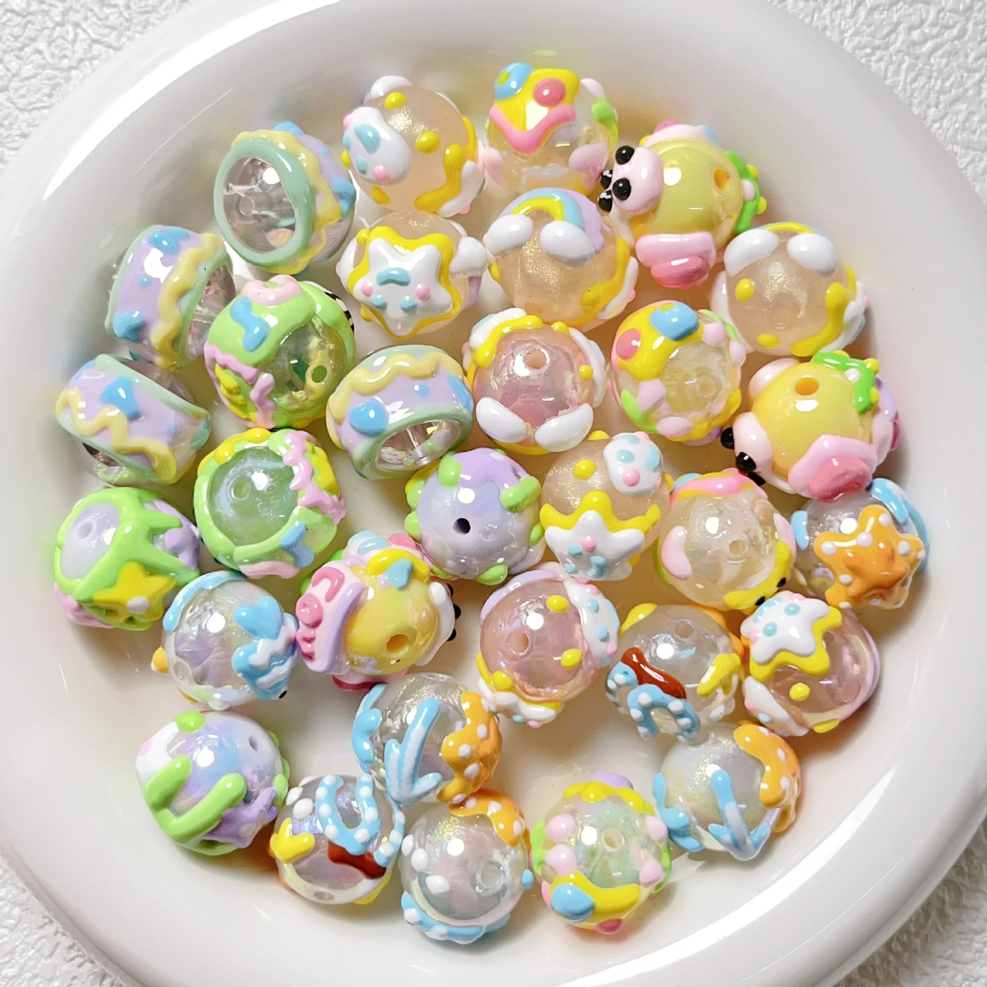 DIY Jewelry Findings Colorful Oil Drop Round Gumball Bubblegum Acrylic Beads Fit Bracelet Necklace Earring Ornaments 16mm 30pcs