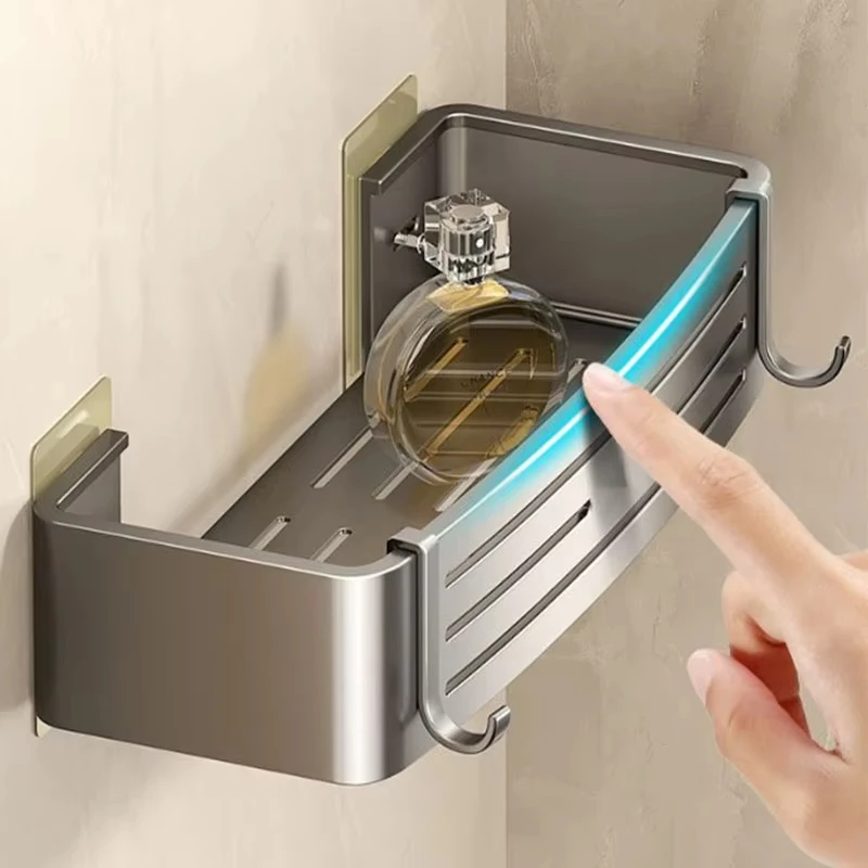 Dusche Ecke Regal Ohne Bohren Aluminium Badezimmer Regal Mit Handtuch Bar Shampoo Halter Wc Rack Bad Zubehör