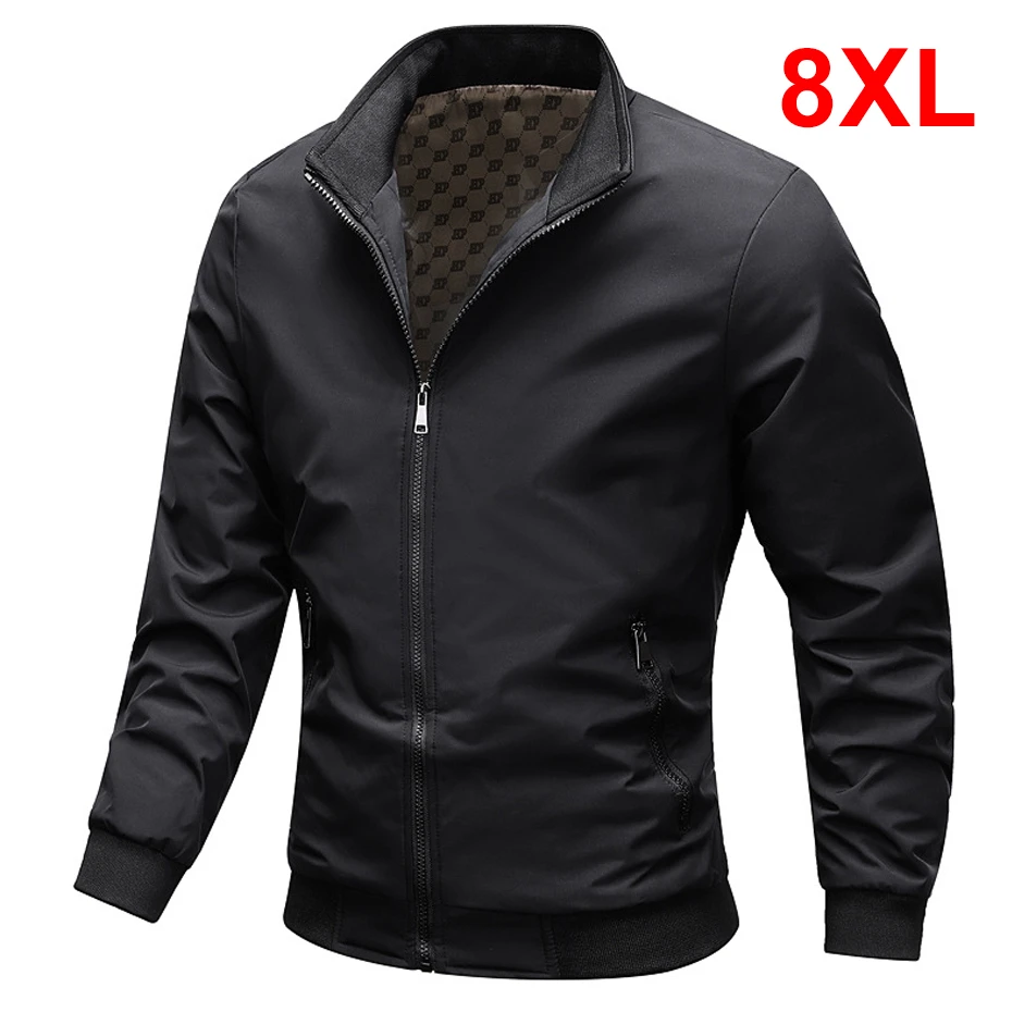 

Casual Jacket Men Solid Color Coat Plus Size 8XL Windbreak Jacket Spring Autumn Camping Jacket Male Outerwear