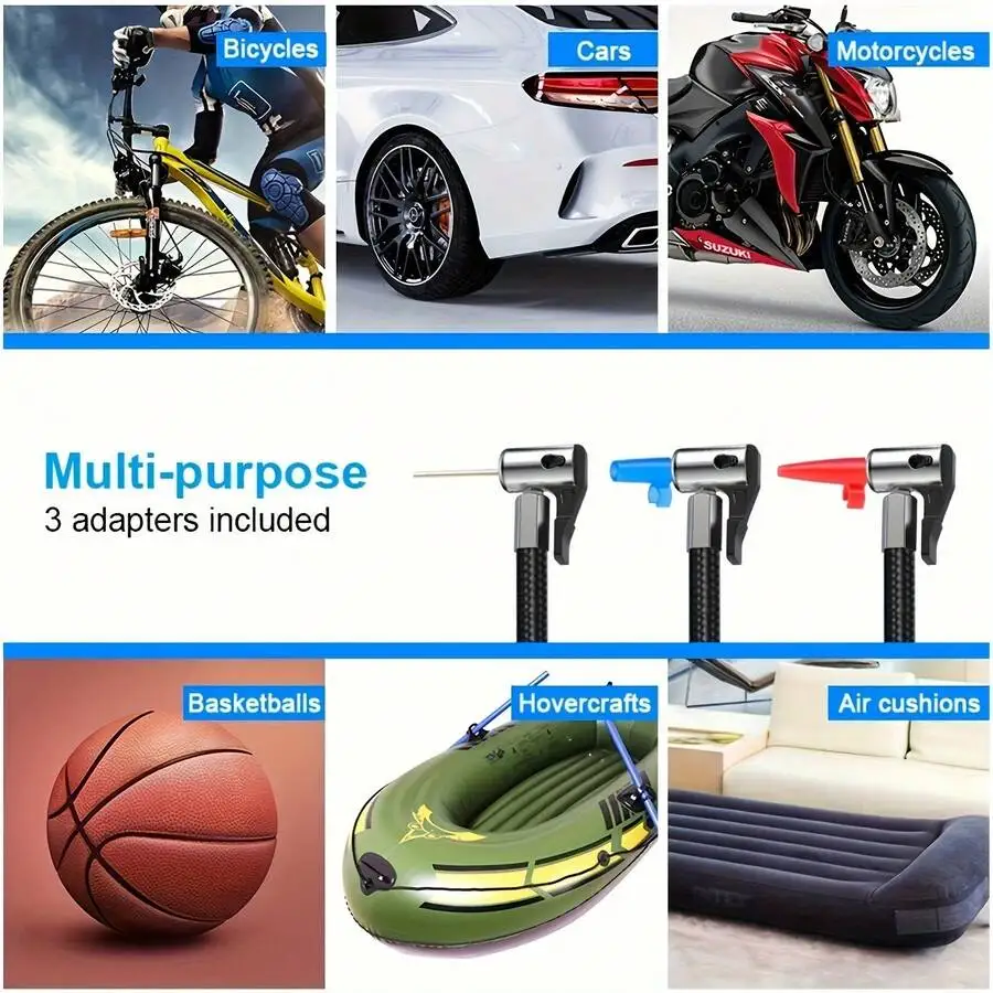 Cordless Digital Tire Inflator Portable Air Compressor With Auto Shutoff LCD Display For Car Motorcycle Bike Ball