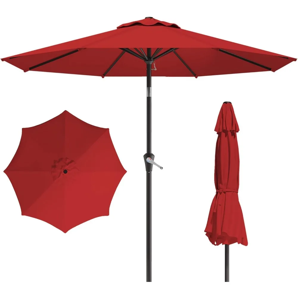 

10FT Patio Umbrella, Outdoor Umbrella with Push Button Tilt and Crank, 8 Sturdy Ribs, UV Protection & Waterproof Market Umbrella