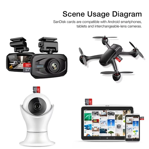 Imagen 2 del producto Tarjeta Micro SD Sandisk de 512 GB, 256 GB, 128 GB, 64 GB, 32 GB, Tarjeta TF Micro SD Clase A1-10 UHS-1, Tarjeta de Memoria Flash Microsd