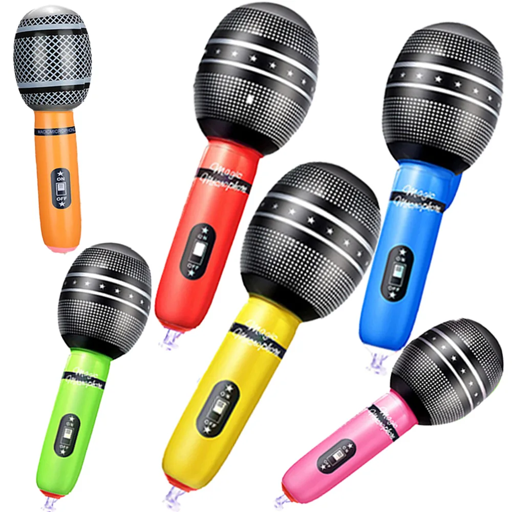 

12 шт., Надувные микрофоны в стиле 80-90-х, разные цвета