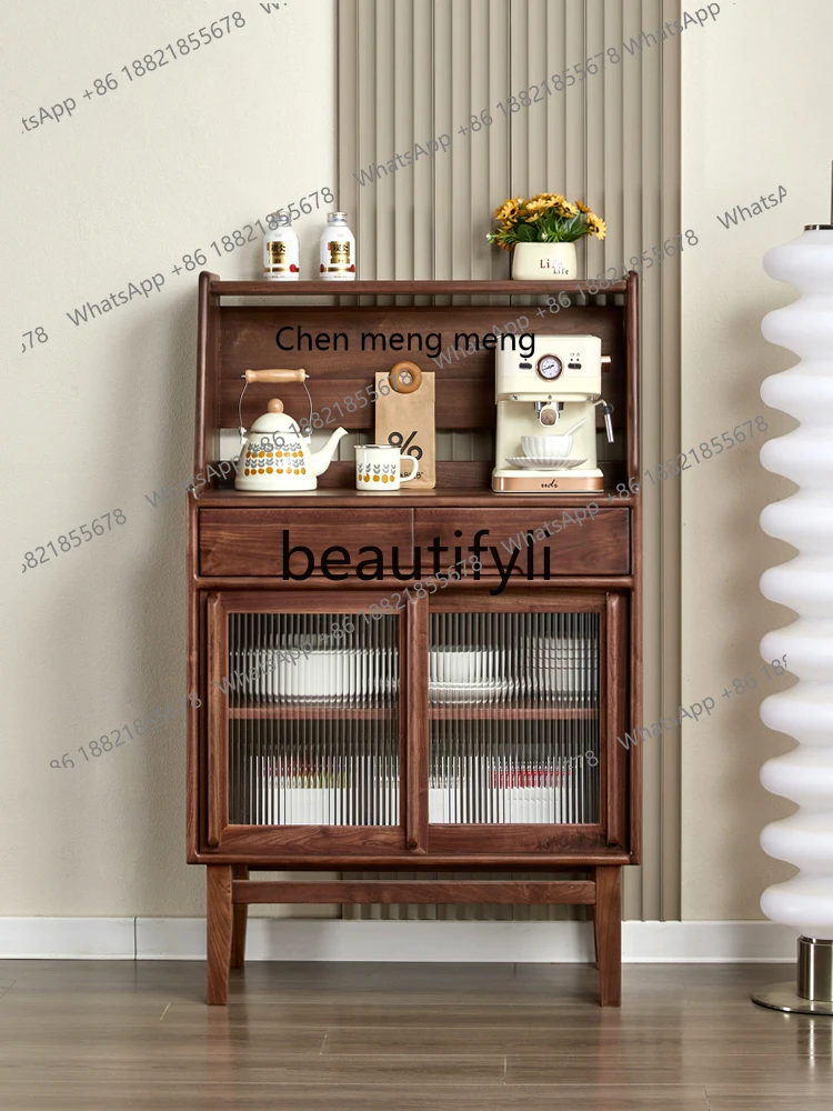 

178Japanese-style log wine cabinet, living room tea cabinet, all solid wood, North American black walnut dining side cabinet