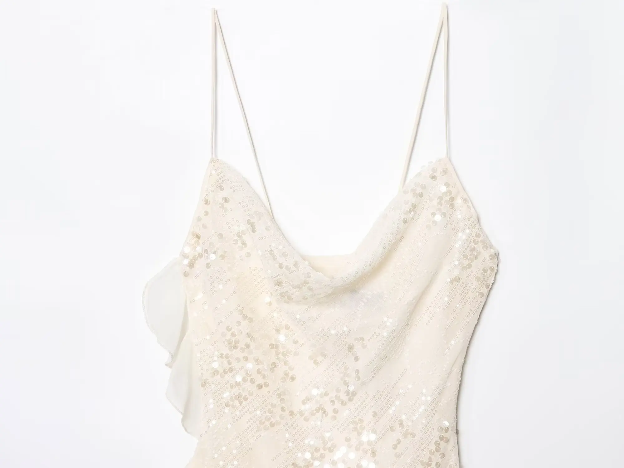 KONDALA Damska Seksowna Elegancka Sukienka na Ramiączkach typu Cami z Dekoltem typu Halter, Zdobiona Cekinami, Falbankami, Zwiewna Mini Sukienka Modna na Lato 2025 na Imprezę, Randkę, Wakacje, Sukienka Damska