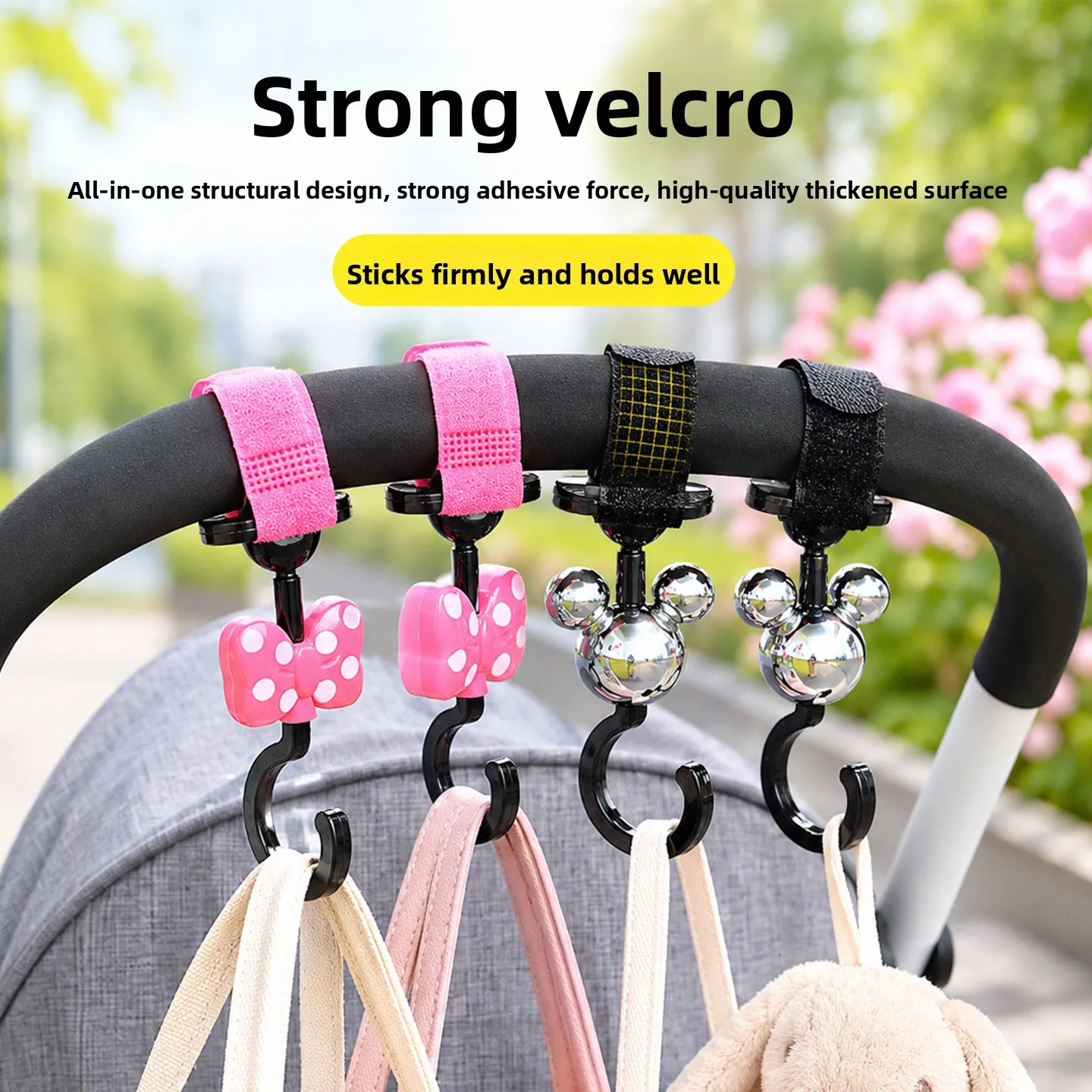 Babyfond 360°Rotatable Multifunctional Stroller Hook With Velcro‑Strap