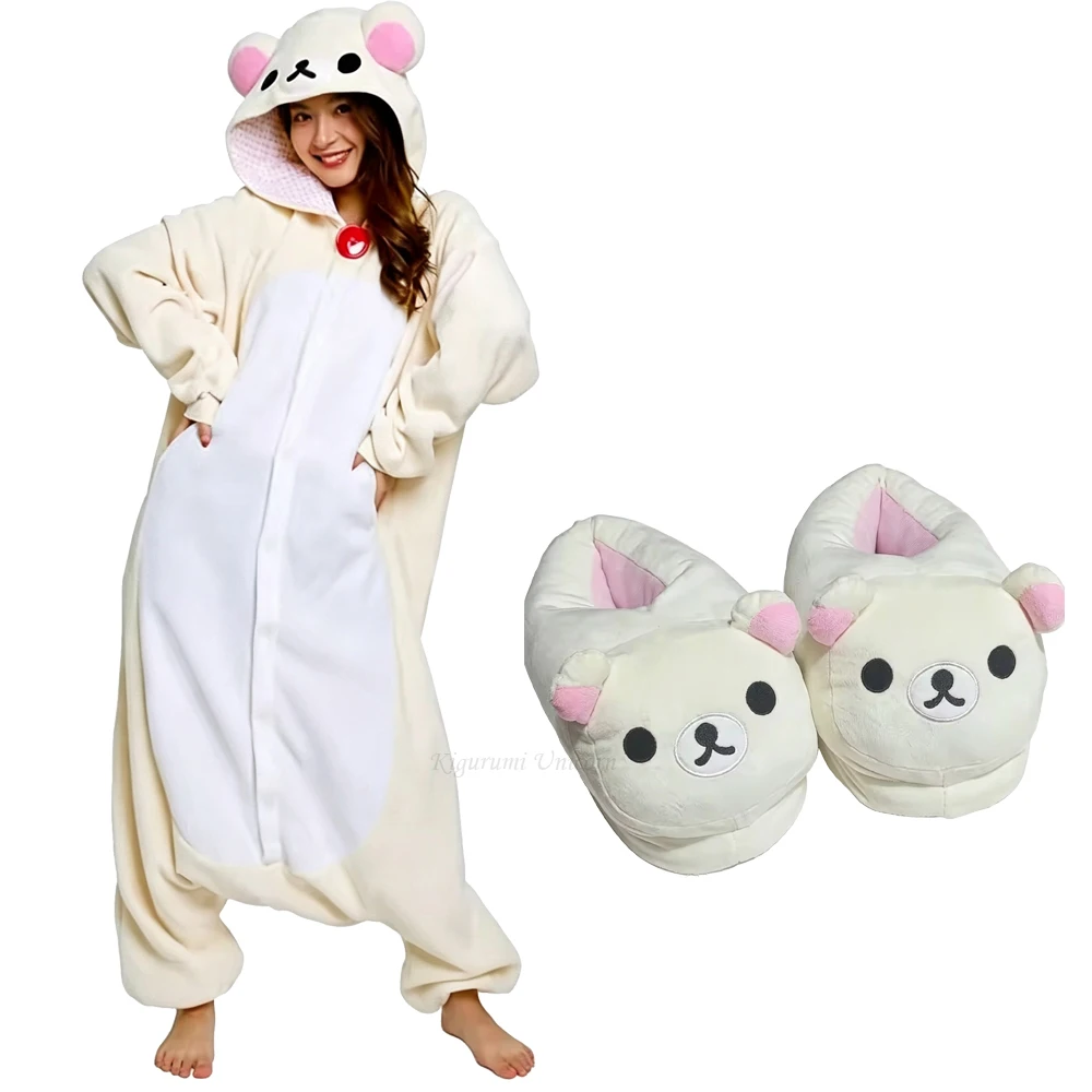 New Cute Cartoon Cosplay Kigurumi Unicorn Bear Sister Onesies Adult Anime Jumpsuit Pajamas Kawaii Anime Sleepwear Slipper XXL