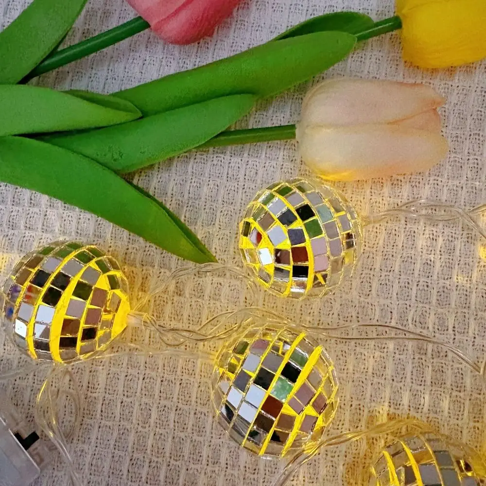 مصغرة LED ديسكو الكرة سلسلة أضواء متعدد الألوان للماء مرآة ديسكو كرات أضواء موثوقة 20/40 LED LED سلسلة ضوء الزفاف