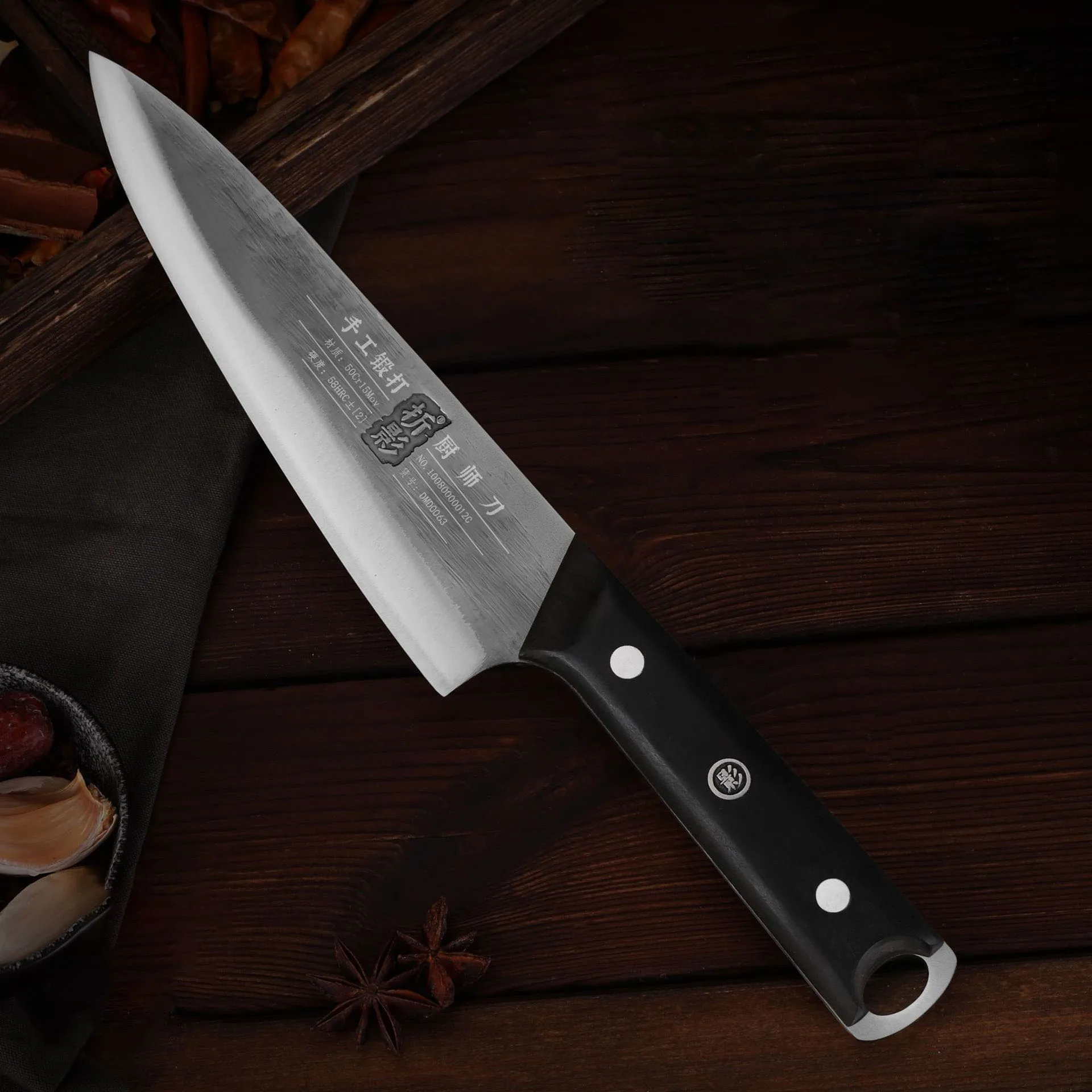 

8 Inch Chefs Cleaver Knife Sharp Slicing Sashimi Sushi Longquan Kitchen Knives Wood Handle Handmade Forge Messer Cooking Tools